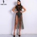 Missord 2019 Sexy Spring and Summer Tassel  Playsuit Lace See Through Glitter Tassel  Bodysuit  FT8901