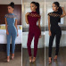 New Arrivals Fashion Women Casual Short Sleeve Jumpsuits Bodysuit Romper Jumpsuit Long Pants