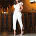 New Fashion Women Ruffles Neck High Waist Clubwear Jumpsuit Playsuit Bandage Female Party Romper Long Trousers Clothes