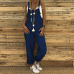 New Vintage Cotton Linen Jumpsuits Casual Women Overalls Wide Leg Pants Heigh Quality Vocation Dungarees Long Trousers Female