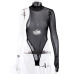 OMSJ Women Summer Sexy Bandage Jumpsuits Black Mesh See Through Club Rompers Ladies High Neck One Shoulder Long Sleeve Bodysuits