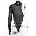 OMSJ Women Summer Sexy Bandage Jumpsuits Black Mesh See Through Club Rompers Ladies High Neck One Shoulder Long Sleeve Bodysuits