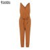 Overalls Womens Jumpsuits 2019 ZANZEA Fashion Linen Pantalon V Neck Sleeveless Playsuits Combinaison Femme Casual Summer Pants