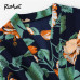 ROMWE Fluted Sleeve Floral Print Surplice Romper With Belt Women Summer Vocation Three Quarter Floral V neck Romper