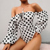 Rapcopter Sexy Dot Skinny Female Bodysuits Fashion One-Shoulder Womens Loose Sleeve Body Jumpsuits Woden Casual Popular Bodysuit