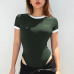 Rapwriter Panelled Letter Embroidery Bodysuit Women 2019 Spring Sexy Stretch Slim O-Neck Short Sleeve Open Crotch body mujer