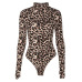 Rapwriter Sexy Leopard Print Turtleneck Skinny One Piece Bodysuits Women 2018 Autumn Winter Long Sleeve Bodycon Sheer Bodysuit