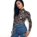 Rapwriter Sexy Leopard Print Turtleneck Skinny One Piece Bodysuits Women 2018 Autumn Winter Long Sleeve Bodycon Sheer Bodysuit