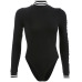 Rapwriter Sexy Skinny Panelled Turtleneck Knitted Bodysuits Women 2018 Autumn Winter Long Sleeve Bodycon Sheer Letter Bodysuit