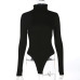 Rapwriter Sexy Solid Knitted Cotton Turtleneck Skinny Bodysuits Women 2018 Autumn Winter Long Sleeve Bodycon Sheer Bodysuit