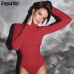 Rapwriter Sexy Solid Knitted Cotton Turtleneck Skinny Bodysuits Women 2018 Autumn Winter Long Sleeve Bodycon Sheer Bodysuit