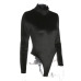 Rapwriter Sexy Solid Velvet Turtleneck Skinny Bodysuits Women 2018 Autumn Winter Long Sleeve Bodycon Sheer Open Crotch Bodysuit