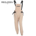 Realpopu Khaki Rompers Womens Jumpsuit Long Elegant Zipper Pockets Sleevlesee Adjusted Strap High Waist Cotton Fashion Summer