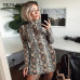 Realpopu snake skin Turtleneck Long Sleeve Bodysuit Sexy Bodycon Fashion Romper Womens Jumpsuit Overall Knitted Combinaison