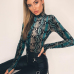 Realpopu snake skin Turtleneck Long Sleeve Bodysuit Sexy Bodycon Fashion Romper Womens Jumpsuit Overall Knitted Combinaison