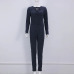 Rompers Women Jumpsuit 2018 New Fashion Long Sleeve Sexy V Cross Bandage Neck Knitted Bodycon Long Pant Slim Sweater Jumpsuits