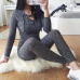 Rompers Women Jumpsuit 2018 New Fashion Long Sleeve Sexy V Cross Bandage Neck Knitted Bodycon Long Pant Slim Sweater Jumpsuits