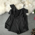 Ruffle Short Women Jumpsuit Striped White Long Sleeve Off Shoulder Black Boho Red Pink Summer Sexy Beach Rompers Women Jumpsuit