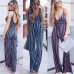 Ruffle striped sexy jumpsuit Boho rompers women wide leg jumpsuit 2018 elegant summer sleeveless jumpsuit with belt streetwear