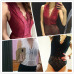 SEBOWEL Sexy Black/Red/White Sleeveless Lace Bodysuit Women Deep-V Hollow-out Bodysuits Feminine Transparent Bodycon Body Tops