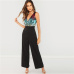 SHEIN Black Highstreet Colorblock Sequin Pocket Wrap Bodice V neck Sleeveless Jumpsuit Summer Women Streetwear Party Jumpsuits