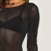 SHEIN Black Long Sleeve Mesh Sheer Bodysuit Sexy Round Neck Skinny Night Out Bodysuits Women Autumn Plain Skinny Bodysuits