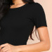 SHEIN Black Minimalist Solid Form Fitting Bodysuit Casual O-Neck Short Sleeve Skinny Bodysuit Women Summer Tshirt Bodysuits