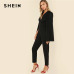 SHEIN Black Party Elegant Wrap Plunging V Neck Cloak Long Sleeve Solid High Waist Maxi Jumpsuit Autumn Women Casual Jumpsuit