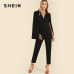 SHEIN Black Party Elegant Wrap Plunging V Neck Cloak Long Sleeve Solid High Waist Maxi Jumpsuit Autumn Women Casual Jumpsuit