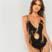 SHEIN Black Plunging Neck Form Fitting Cami Bodysuit Sexy Deep V Neck Sleeveless Bodysuits Women Summer Skinny Party Bodysuits