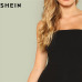 SHEIN Black Sexy Skinny Mid Waist Women Bodysuits 2018 Summer Party Go Out Slim Fitted Plain Sleeveless Strapless Bodysuit New