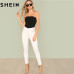 SHEIN Black Sexy Skinny Mid Waist Women Bodysuits 2018 Summer Party Go Out Slim Fitted Plain Sleeveless Strapless Bodysuit New