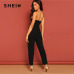 SHEIN Black Zip Back Sweetheart Neck Tube Jumpsuit Sexy Plain Strapless Sleeveless Women Summer Maxi Elegant Party Jumpsuits