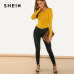 SHEIN Ginger Casual Scoop Back Scoop Neck Long Sleeve Solid Skinny Bodysuit 2018 Autumn Elegant Modern Lady Women Bodysuits