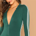 SHEIN Green Highstreet Raglan Sleeve Striped Side Zip Front Mid Waist Long Sleeve Jumpsuit Autumn Fashion Party Women Jumpsuits