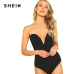 SHEIN Sexy Sweetheart Bustier Bodysuit Black Sleeveless Backless Plain Rompers With Lining 2018 Summer Skinny Bodysuit