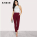 SHEIN Zip Back Halter Backless Pocket High Waist Skinny Jumpsuit Women 2019 Summer Maxi Deep V Neck Long Sleeve Jumpsuit