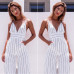 Sexy Women Striped Summer Jumpsuit Sleeveless Strappy High Waist Ladies Clubwear Deep V Neck Playsuit Bodycon Party Jumpsuit