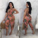 Sexy Women V-Neck Print Backless Bodycon Jumpsuit Playsuit Party Wide Leg Long Trousers Romper Casual Clubwear US