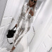 Sheer Long Sleeve White Lace Jumpsuit for Women Sexy See Through Floral Ruffles Bodycon Rompers Christmas Night Club Overalls