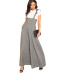 Sheinside Self Tie Strap Wide Leg Jumpsuit Grey Sleeveless High Waist Office Ladies Workwear Jumpsuit Women Elegant Jumpsuit