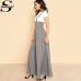 Sheinside Self Tie Strap Wide Leg Jumpsuit Grey Sleeveless High Waist Office Ladies Workwear Jumpsuit Women Elegant Jumpsuit