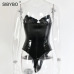 Sibybo Strapless PU Leather Sexy Bodysuit Women Off Shoulder Skinny Summer Women Rompers Backless Beach Casual Women Jumpsuit