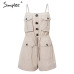 Simplee Casual strap women jumpsuit romper Pockets lace up cotton female playsuit Vintage loose solid overalls cargo jumpsuit