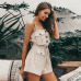 Simplee Casual strap women jumpsuit romper Pockets lace up cotton female playsuit Vintage loose solid overalls cargo jumpsuit