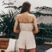 Simplee Casual strap women jumpsuit romper Pockets lace up cotton female playsuit Vintage loose solid overalls cargo jumpsuit