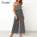 Simplee Off shoulder sexy jumpsuit women elegant Sashes jumpsuit long rompers Summer solid leopard print overalls playsuit 2019