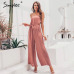 Simplee Off shoulder sexy jumpsuit women elegant Sashes jumpsuit long rompers Summer solid leopard print overalls playsuit 2019