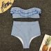 Simplee Ruffle Striped high waist women bathing suit Push up padded intimates female sexy swimwear Retro beach 2 pieces bodysuit