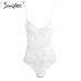 Simplee Sexy backless black lace bodysuit Perspective skinny fringe white jumpsuit romper women Summer party playsuits coveralls